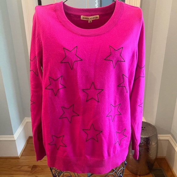 Pink Star Sweater | Pink Sweater | Star Sweater | Lightweight Sweater - Picture 4 of 6